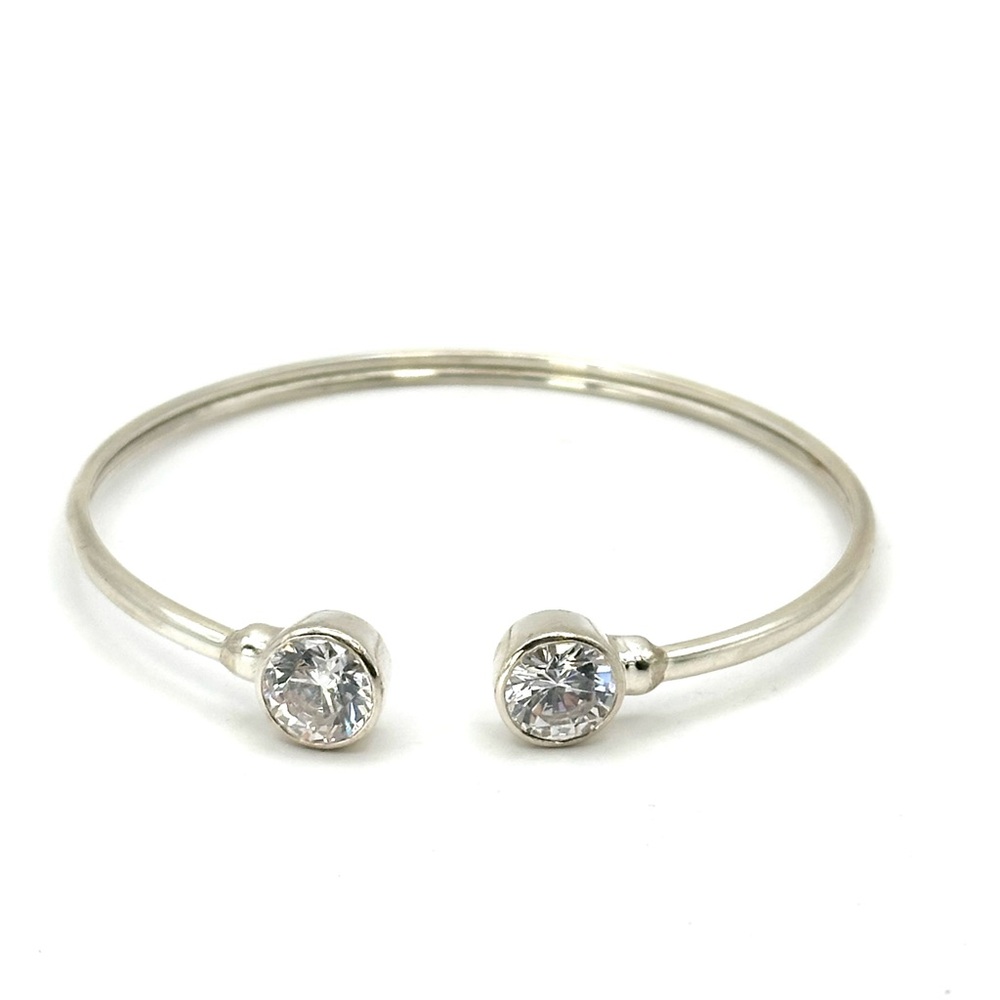 Silpada B2400 Punctuation Sterling Silver & CZ Flexible Cuff Bracelet - Picture 2 of 6